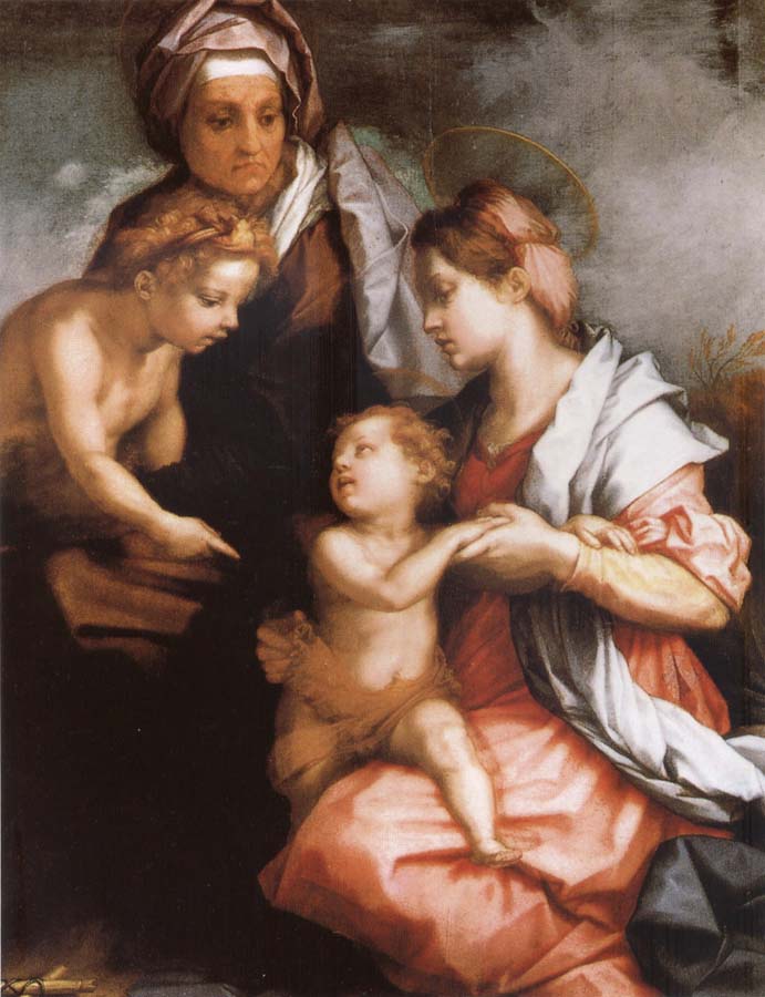 The Madonna and the Nino, with Holy Isabel and the young one San Juan